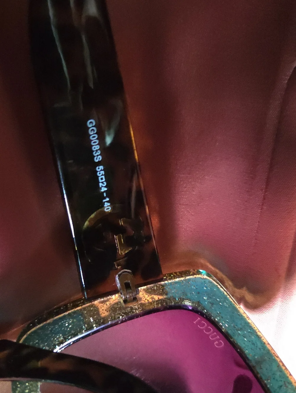 Gucci Women's Glitter Teal and Gold Square Sunglasses